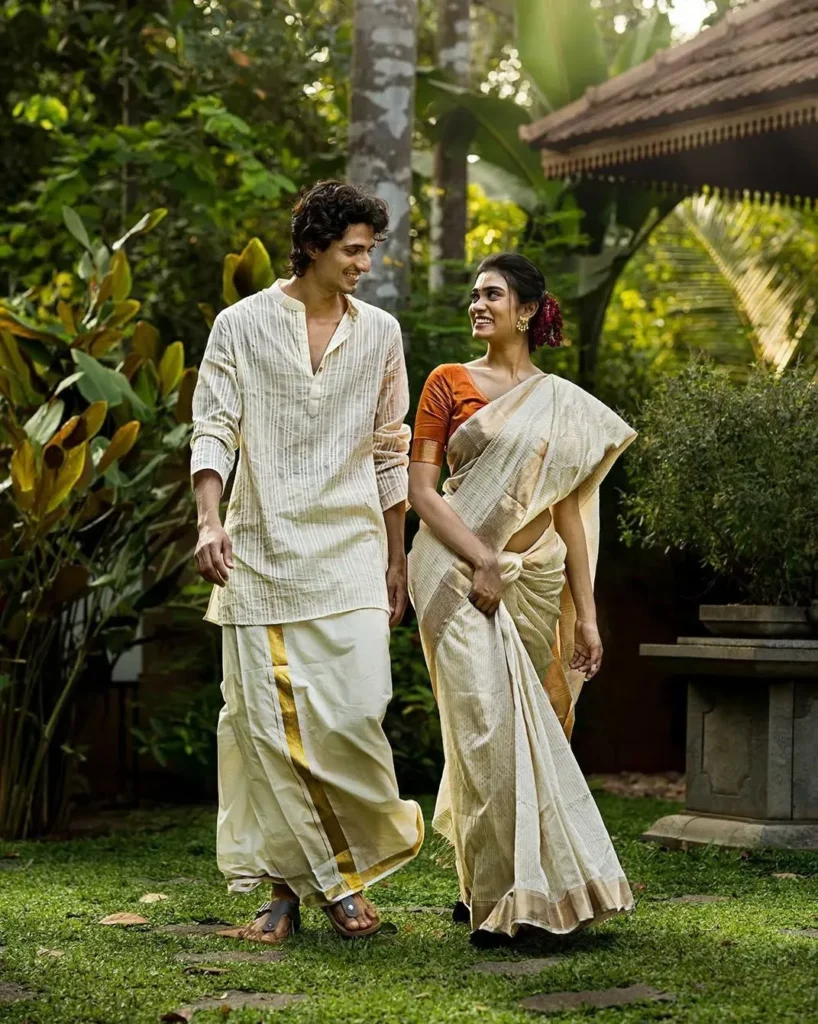  White Shirt and Kasavu Saree
